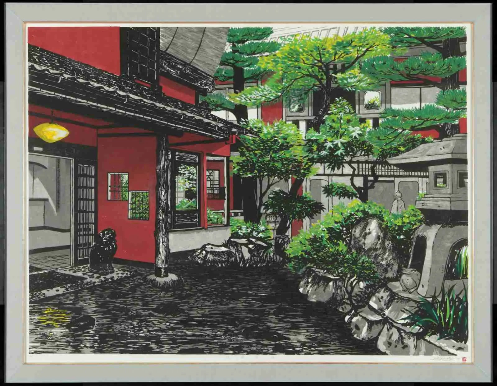 翁倩玉版畫作品 紅樓依綠 2005年第37屆日展特選 