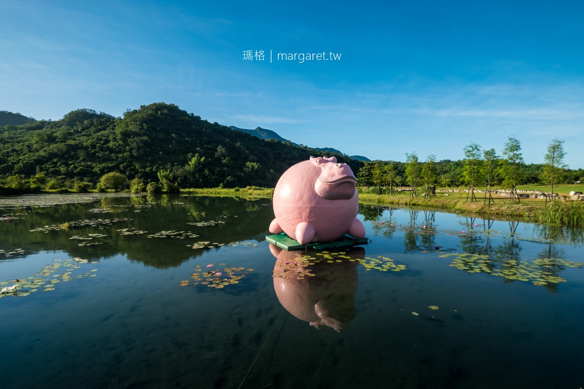 漂浮的粉紅河馬。2021縱谷大地藝術季｜台東鹿野新良濕地