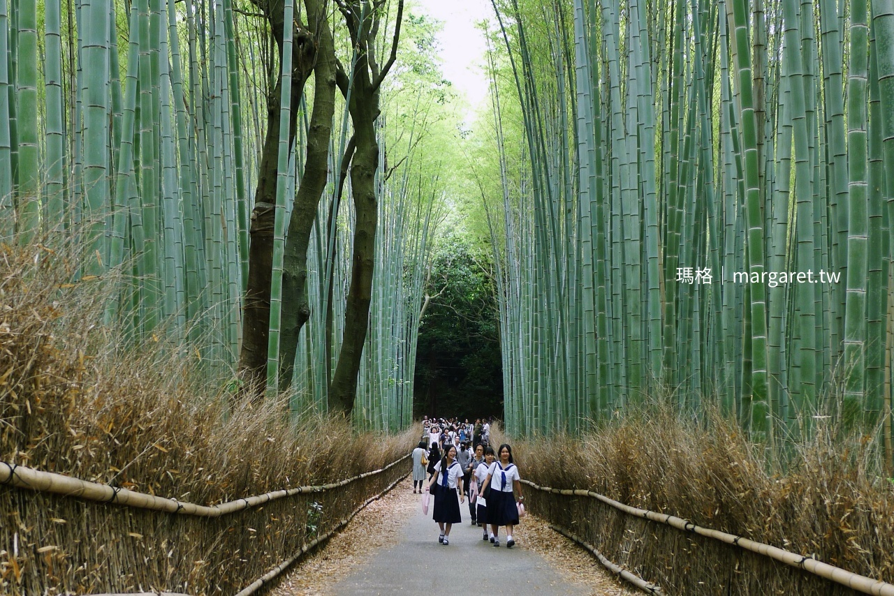 京都嵐山竹林小徑 放學女學生走過竹林步道