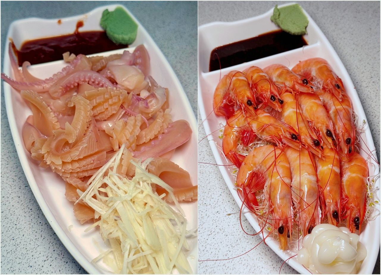 北斗鵝肉店海鮮料理 燙魷魚燙蝦新鮮食材簡單烹調