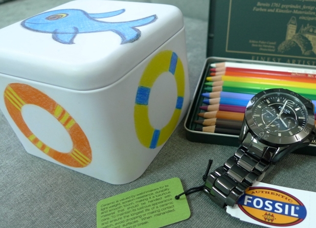 FOSSIL陶瓷錶‧好高興我跟Janet撞錶了｜捨不得送出的彩繪錶盒